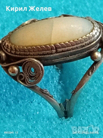 Сребърен пръстен филигранна изработка с камък ОПАЛ майсторска ръчна изработка 31616, снимка 5 - Пръстени - 52854371