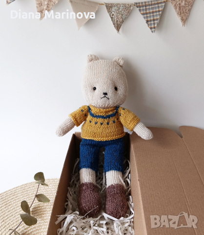 Мече с блузка и панталонки, плетени играчки, играчка ръчна изработка, плетено мече, снимка 7 - Други - 44602135