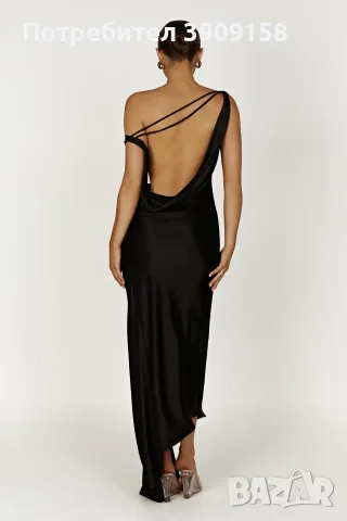 Черна сатенена рокля MESHKI- Maxi Dress с етикет