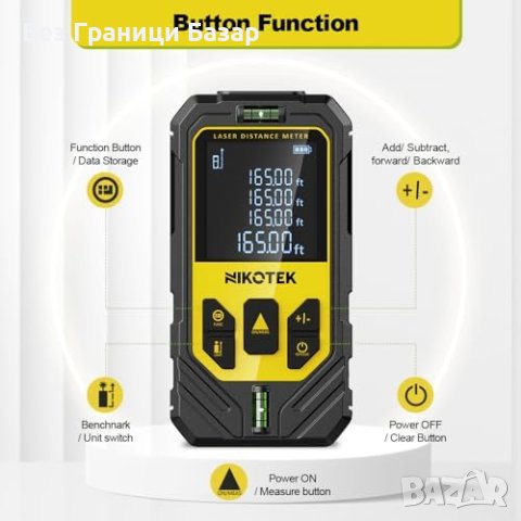 Нов NIKOTEK Мерителен Уред с Лазер - 50М Обхват, Многофункционален, снимка 3 - Измервателни инструменти - 44260332