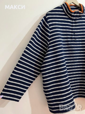 Макси еластична релефна модерна блуза с джобове в райе - памучен двоен топъл и мек плат, снимка 3 - Блузи с дълъг ръкав и пуловери - 39971346