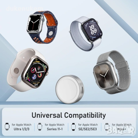Магнитно зарядно за Apple Watch USB-C 5W – компактна безжична док станция, снимка 7 - Смарт гривни - 53333589