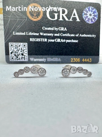 Сребърни обеци с мойсанит (Диамант) 