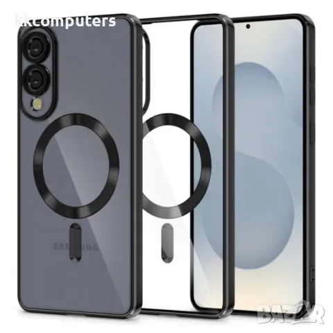 Силиконов кейс bSmart Chrome Magsafe с протектори за камерите, За Samsung Galaxy S25 Edge, Черен