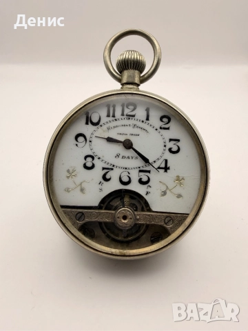 Hebdomas 8 Days – Швейцария, работещ Винтидж джобен часовник, снимка 2 - Антикварни и старинни предмети - 52847587