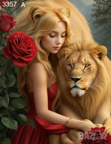  Златна роза и Кралски лъв  - диамантен гоблен, снимка 6 - Гоблени - 42302056