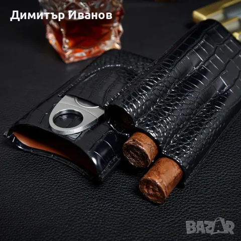 Cohiba Кожен Калъф за 3 Пури с Ножица Телешка Кожа, снимка 8 - Други ценни предмети - 47401218