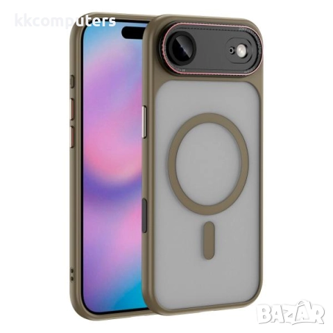 Калъф силикон мат Lens Protection MagSafe / Оранжева рамка / за iPhone 17 6.3 Баркод : 3132443