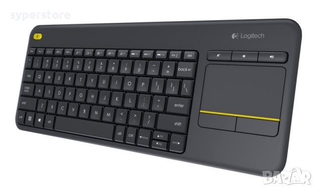 Клавиатура Безжична Logitech Wireless Touch Keyboard K400 Plus Черна С тихи клавиши и вграден тъчпад