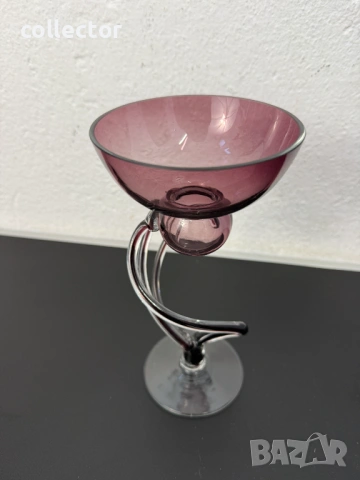 Дизайнерски стъклен свещник / фигура / чаша. №7841, снимка 6 - Антикварни и старинни предмети - 53095092