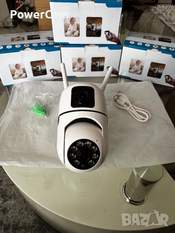 🔥 3MP Dual-Lens WiFi Камера 2 в 1 – 360° Въртене | Цветно Нощно Виждане