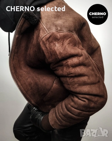 Мъжко бомбър яке от естествена кожа SELECTED HOMME NORTON Lamb Shearling Bomber Jacket – L•M - НОВО, снимка 2 - Якета - 53685679