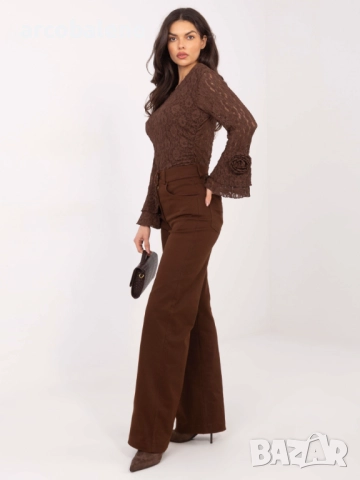 Дамски кафяви дънки с прав крачол, снимка 3 - Дънки - 52856036