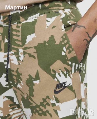 Мъжки комплект Nike Tech Fleece Camo Rough Green Bone - размер S, снимка 8 - Спортни дрехи, екипи - 50490811