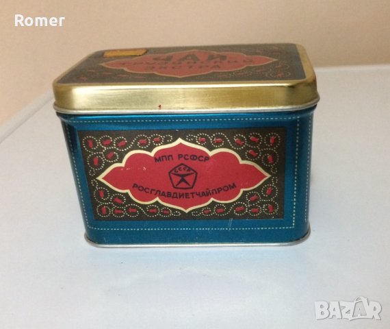 Стара съветска метална кутия от грузински чай, снимка 2 - Антикварни и старинни предмети - 34518005