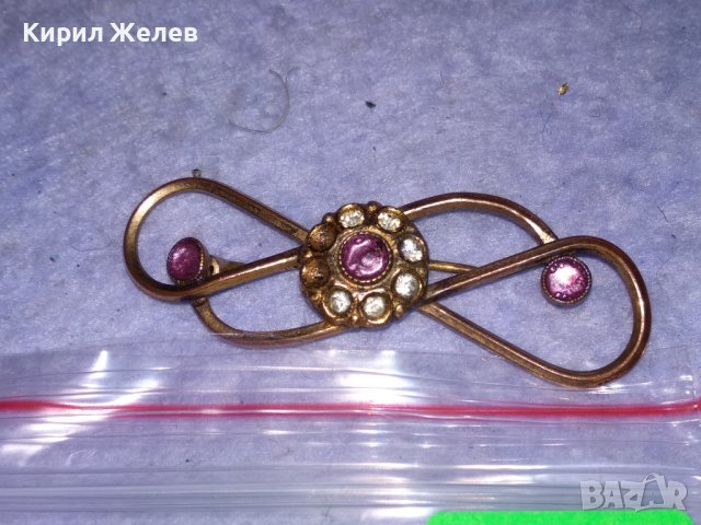 СТАРИННА МЕДНА с ПОЗЛАТА АРТ НУВО РЕТРО БРОШКА МАЙСТОРСКА РЪЧНА ИЗРАБОТКА 38444, снимка 7 - Антикварни и старинни предмети - 41396354