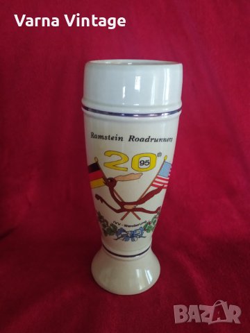 РАЗПРОДАЖБА! Колекционерска бира чаша Ramstein Roadrunners 1995. Германия.(ПУКНАТИНИ), снимка 2 - Чаши - 40974589