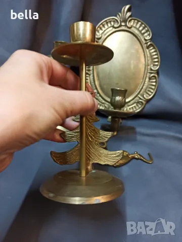 2 БРОНЗОВИ СВЕЩНИКА С ЕЛХА , снимка 3 - Антикварни и старинни предмети - 49504653