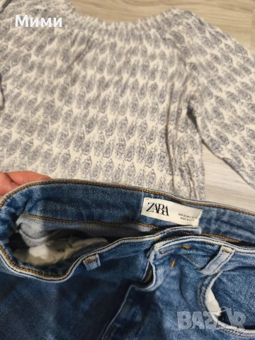 Дамски лот от дънки на "Zara"и блуза!, снимка 4 - Комплекти - 53402332