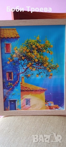 Средиземноморска крайбрежна картина с лимоново дърво, снимка 4 - Картини - 51995784