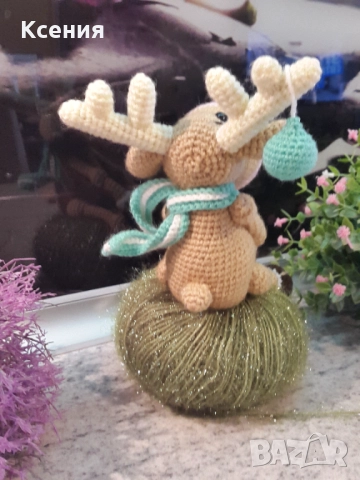 Елен с топка, Ръчно изработена, Плетена играчка, снимка 6 - Плюшени играчки - 52063831