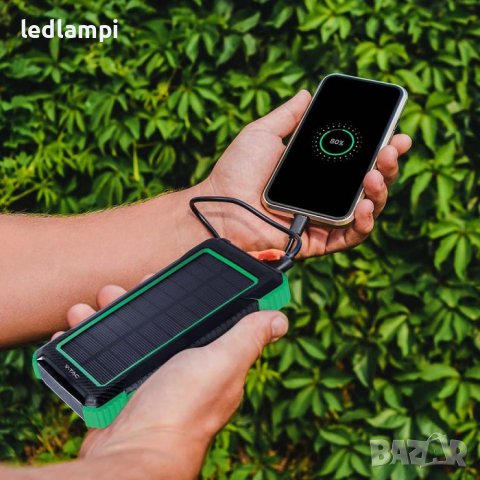 Външна Соларна Батерия 10000mAh Безжична Черна, снимка 7 - Безжични зарядни - 40073201