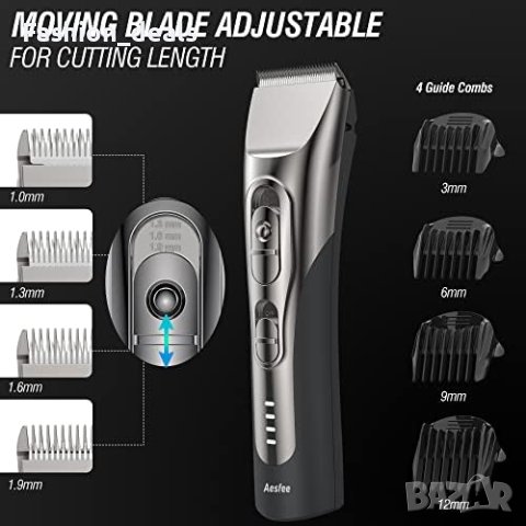 Нов Акумулаторен тример машинка за подстригване на коса брада за мъже/2 скорости 4 гребена, снимка 7 - Друга електроника - 41577298