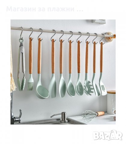 КОМПЛЕКТ ОТ 12БР СИЛИКОНОВИ КУХНЕНСКИ ПРИБОРИ С ПОСТАВКА - код 2776, снимка 3 - Прибори за хранене, готвене и сервиране - 34159284