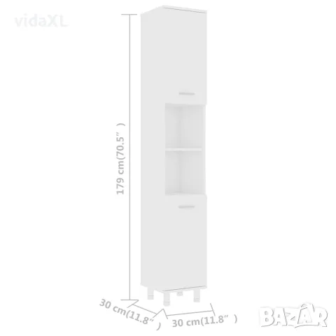 vidaXL Шкаф за баня, бял, 30x30x179 см, инженерно дърво, снимка 7 - Шкафове - 56147865