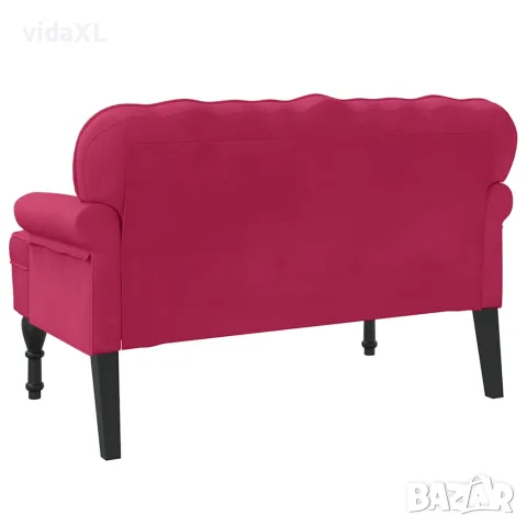 vidaXL Пейка с облегалка, виненочервена, 119,5x64,5x75 см, кадифе, снимка 5 - Дивани и мека мебел - 56147404