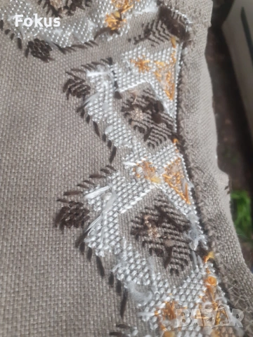 Старо българско каре ленена панама ръчно бродирано, снимка 7 - Антикварни и старинни предмети - 53329664