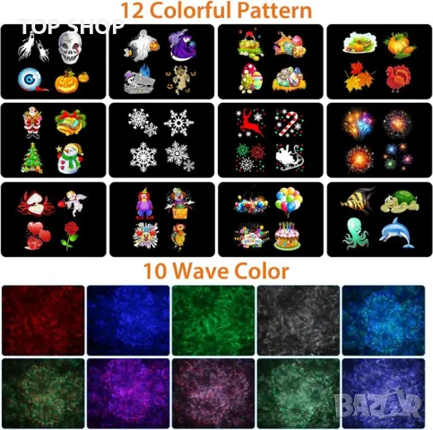 Външен коледен прожектор с 18 шаблона и светлинни ефекти  , снимка 12 - Други - 48805009