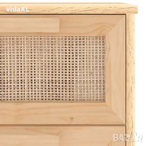 vidaXL Сайдборд, кафяв, 40x30x90 см, бор масив и естествен ратан, снимка 7 - Бюфети - 56147253