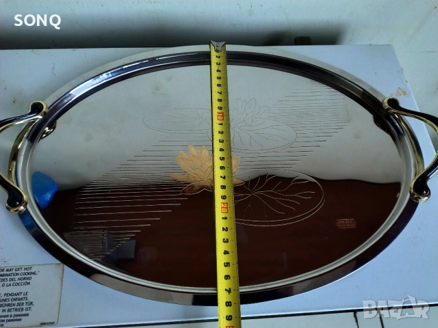 Прекрасен Позлатен Поднос 24К, снимка 7 - Антикварни и старинни предмети - 53456618