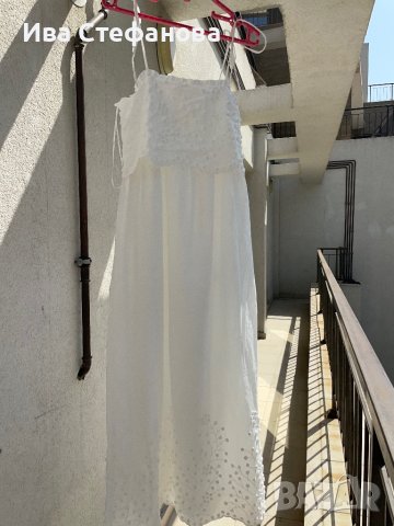 Нова бяла лятна парти коктейлна  елегантна дълга рокля декорация 3D 3Д  Reserved памук полиестер , снимка 7 - Рокли - 41550359