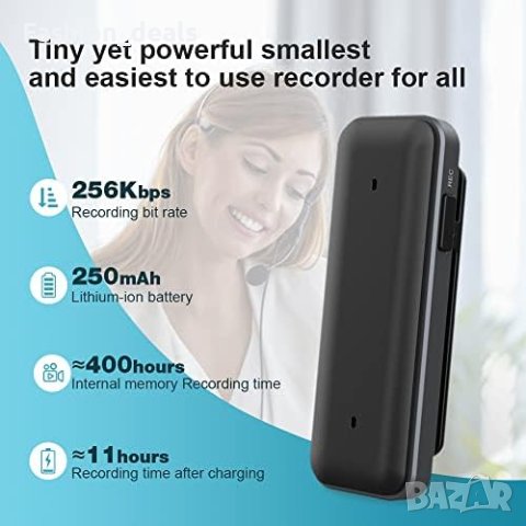 Нов 64GB Bluetooth Гласов Записвач с Приложение и Шумоизолация, снимка 4 - Друга електроника - 42620756
