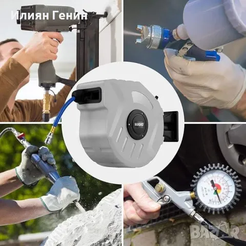 20m макара за маркуч със сгъстен въздух автоматична 1/4" връзка, снимка 7 - Други - 48133592