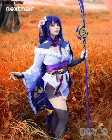 Аниме косплей Game Genshin Impact Raiden Shogun Cosplay Wig, снимка 3 - Аксесоари за коса - 50285783