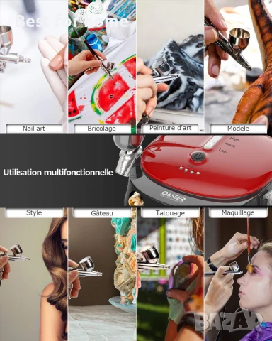 Комплект за аерограф Oasser с регулируемо налягане за моделиране, козметика, стилизиране, боядисване, снимка 6 - Други инструменти - 51052121