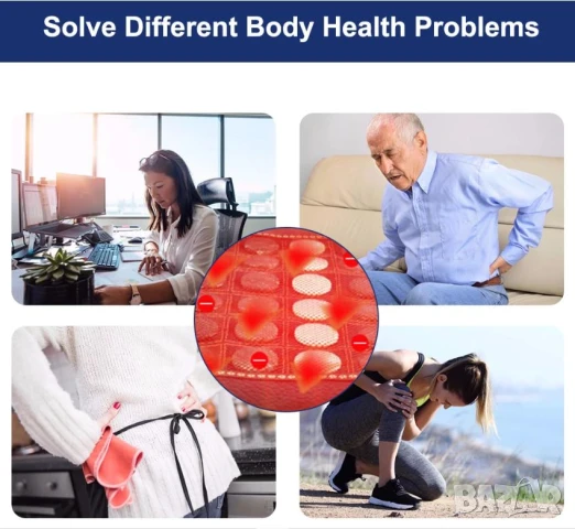 3D Турмалинов Масажор Нефритена Масажна Нагревателна Подложка Инфрачервена Терапия за Кръста и Гърба, снимка 3 - Масажори - 51104998