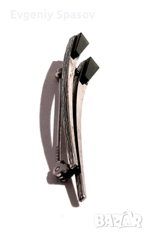 Старинна Сребърна Брошка от немският бижутер дизайнер Andreas Daub със зелени камъни., снимка 6 - Други - 52441153