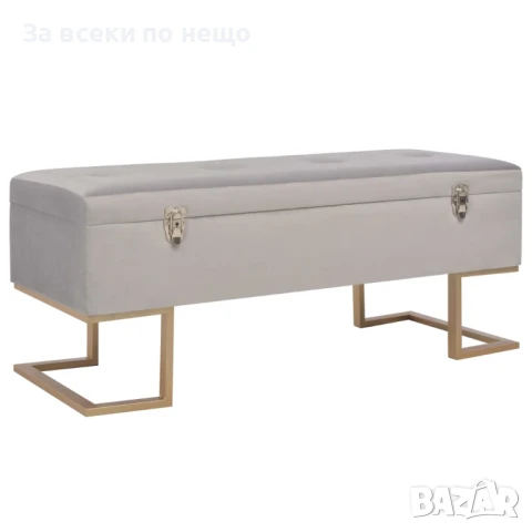 Пейка с отделение за съхранение, 105 см, сиво кадифе Код P1006