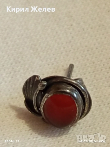 Винтидж сребърна обеца с кехлибар ювелирна изработка 38876, снимка 5 - Обеци - 52687059