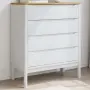 vidaXL Скрин FLORO, бял, бор масив, снимка 2