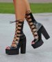 Летни боти на ток - черен лак - 101, снимка 2