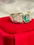 Дамски пръстен бяло злато и естествен изумруд, снимка 1