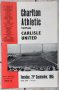Книги Футбол - Програми: Charlton Athletic - Carlisle United - September 1965