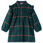 Детска рокля с дълги ръкави и волани, тъмнозелена, 116（SKU:14416, снимка 1 - Детски рокли и поли - 44789121