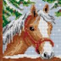 Диамантен гоблен: "Зимен пейзаж с кон и сняг"