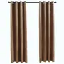 vidaXL Затъмняващи завеси с халки, 2 бр, кадифе, бежови, 140x225 см, снимка 1